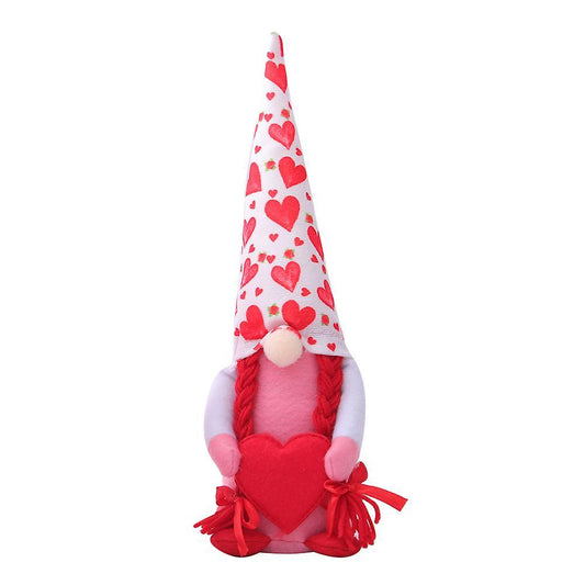 Valentines Day Decor, Handmade Faceless Doll Rudolph Plush Toy, B