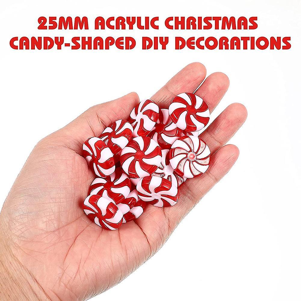 50pcs Christmas Candy Cane for Holiday Decoration Party Favors 25mm