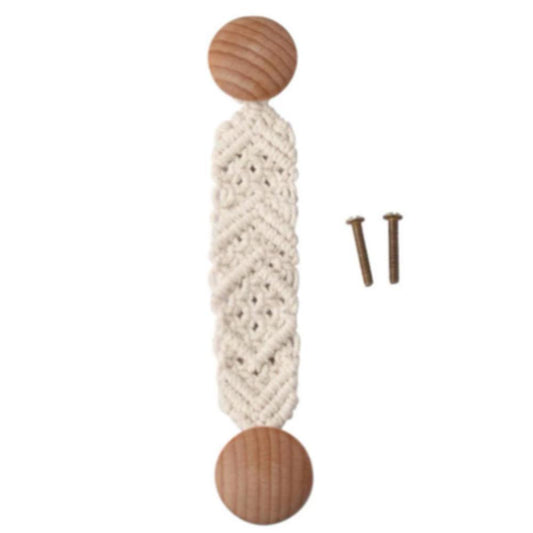 Bohemian Hand-woven Door Handle Drawer Wardrobe Handle Beech Wood