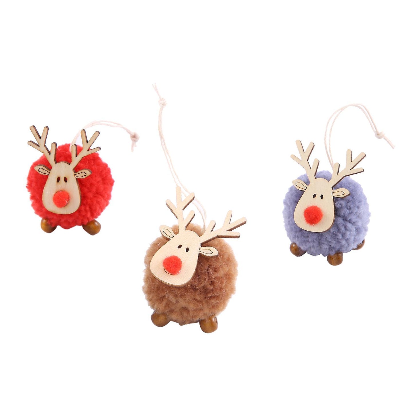 4 Pack Cute Felt Wooden Elk Christmas Tree Pendant New Year 2021