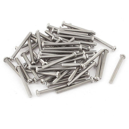 M3 X 30mm 304 Stainless Steel Phillips Pan Head Screws Bolt 60pcs