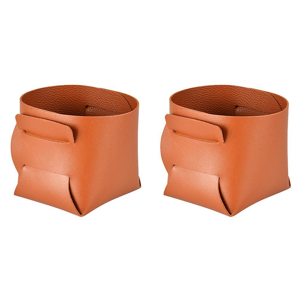 2pcs Leather Porch Key Storage Box Jewelry Brush Storage Basket,f