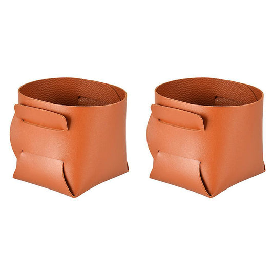 2pcs Leather Porch Key Storage Box Jewelry Brush Storage Basket,f