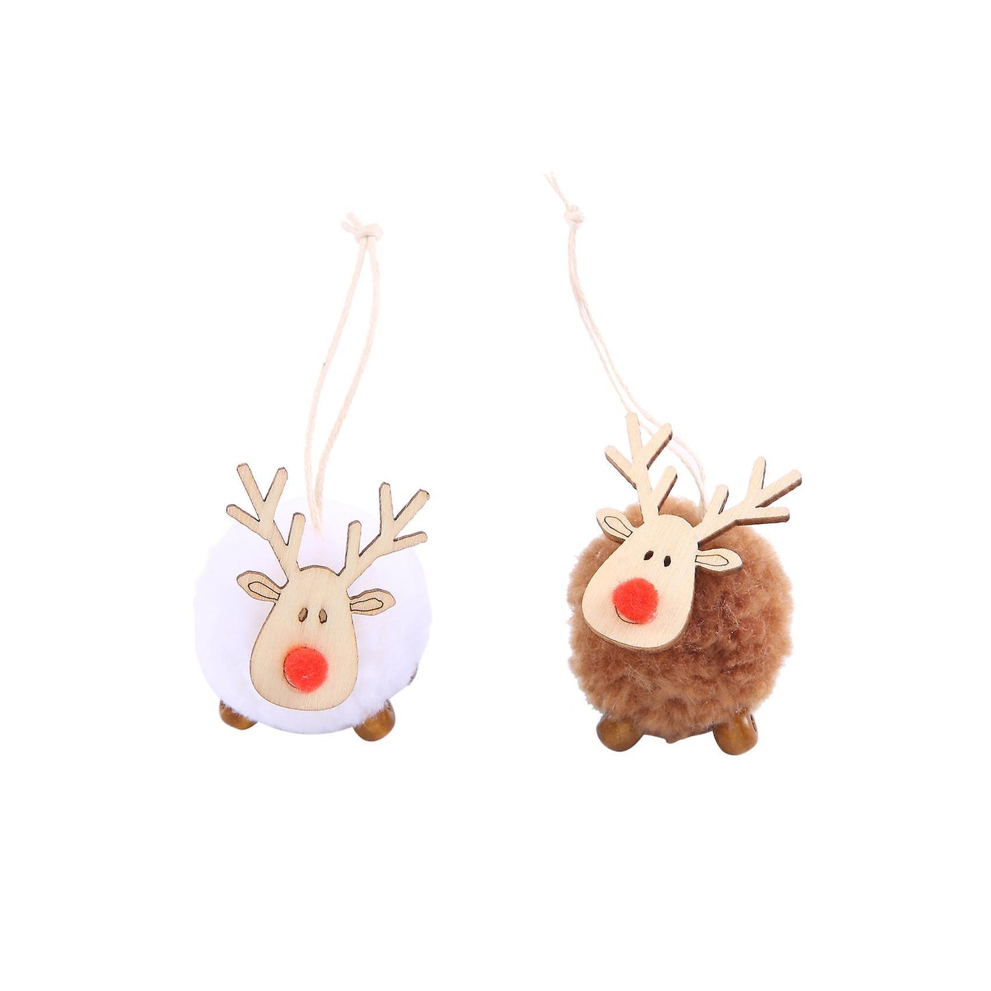 4 Pack Cute Felt Wooden Elk Christmas Tree Pendant New Year 2021