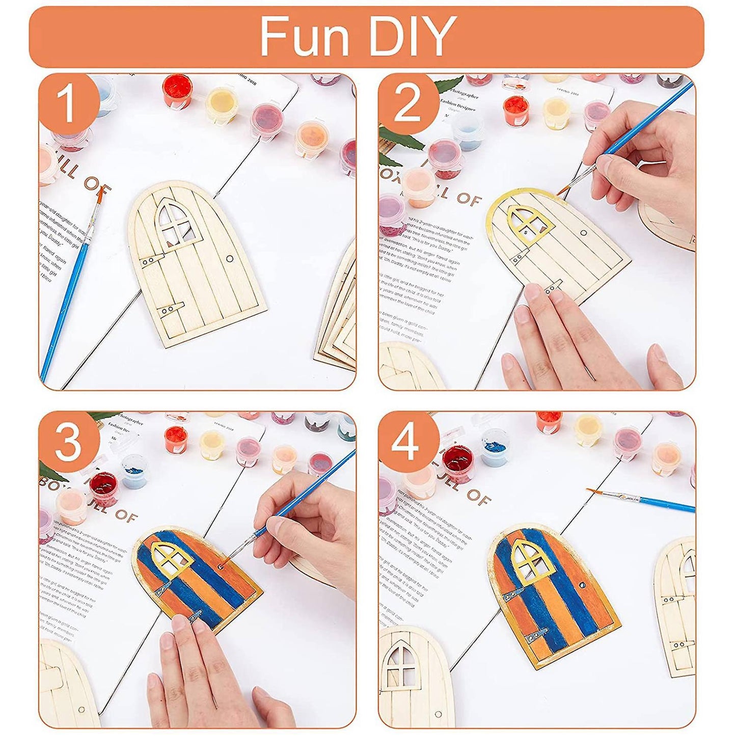 30 Pcs Unpainted Simulation Wooden Fairy Mini Hollow Out Elf Door