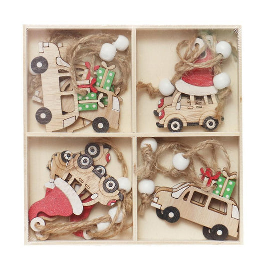 12pcs Wood Christmas Tree Pendant Hanging Ornament Home Decor, A