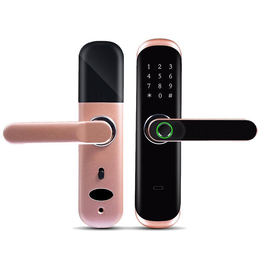 Tuya App Mobile Phone Remote Password Smart Door Lock Rose Gold