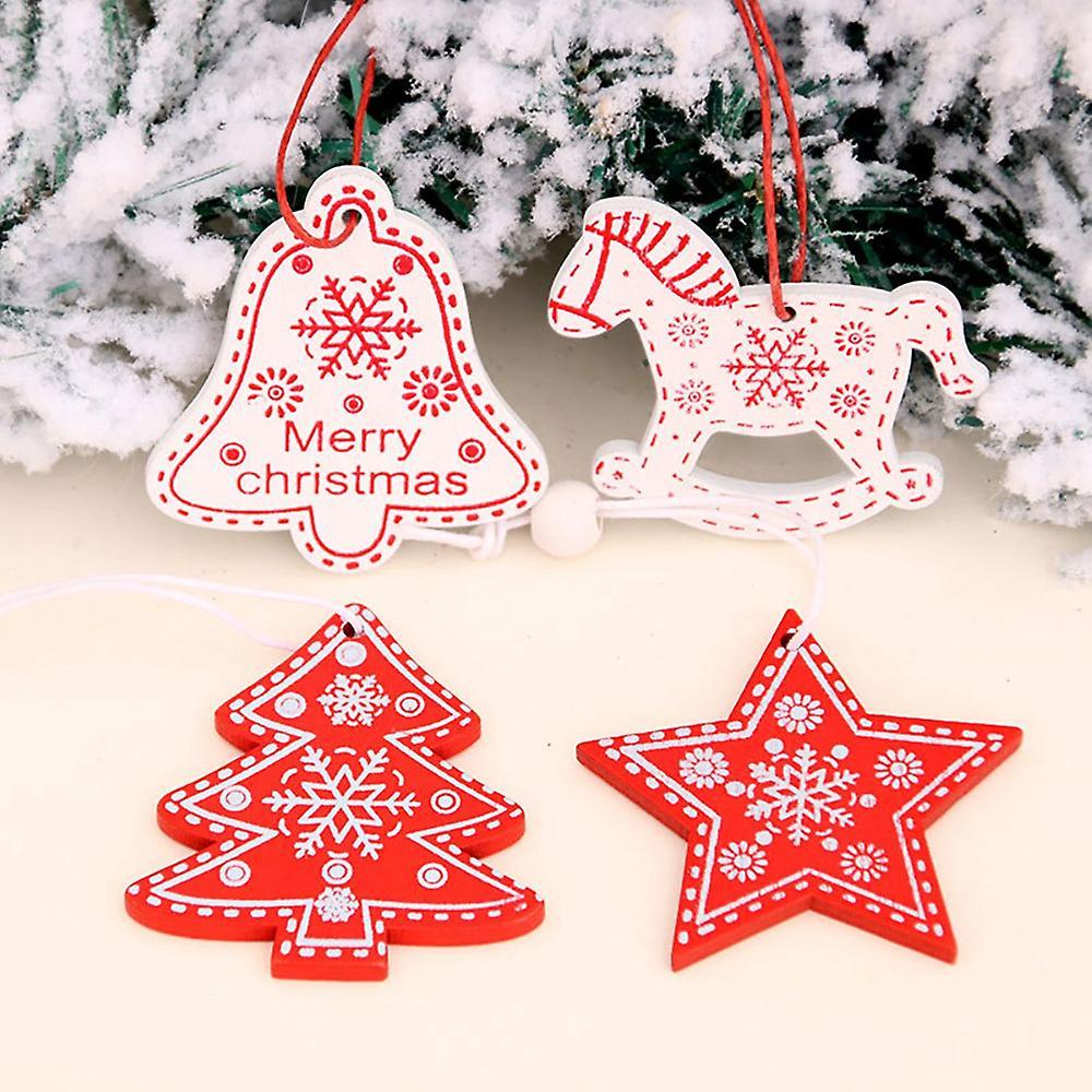 12pcs Christmas Pendants Trojan Horse Five-pointed Star Tree Bell
