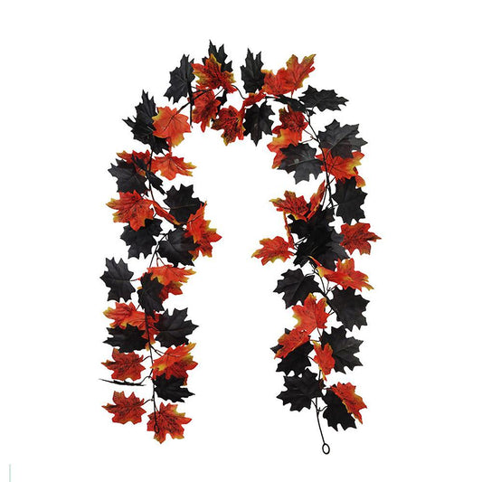 Artificial Maple Leaf Plants Are Decorated for Halloween A