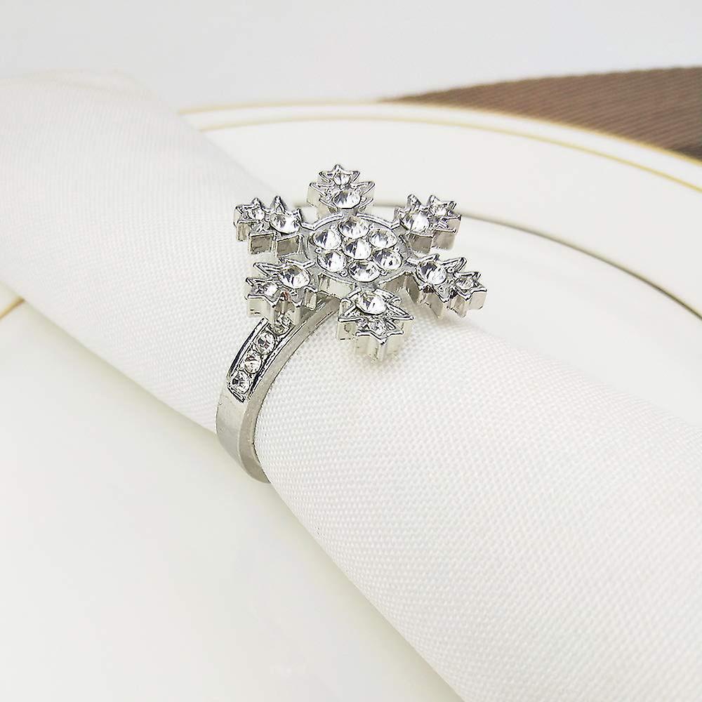 6 Pcs Snowflake Napkin Rings Set