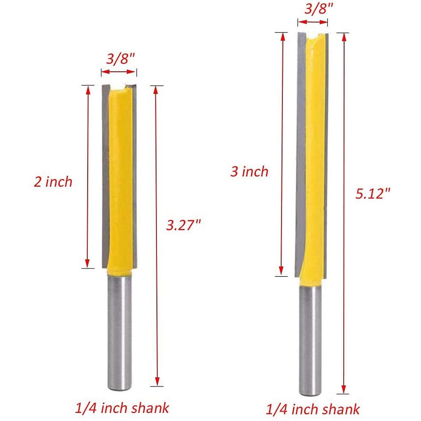 2pcs Shank Double Flute Cutter Woodworking Groove Chisel Bits