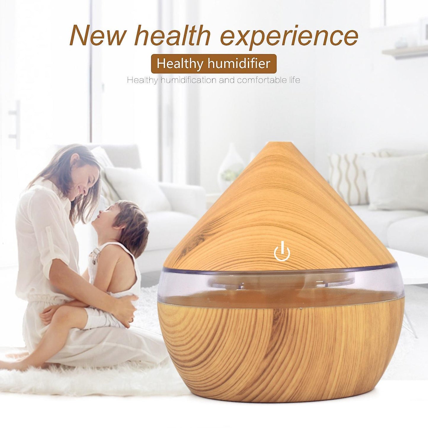 Cool Mist Humidifier 300ml Usb Air Humidifier, Light Wood Grain
