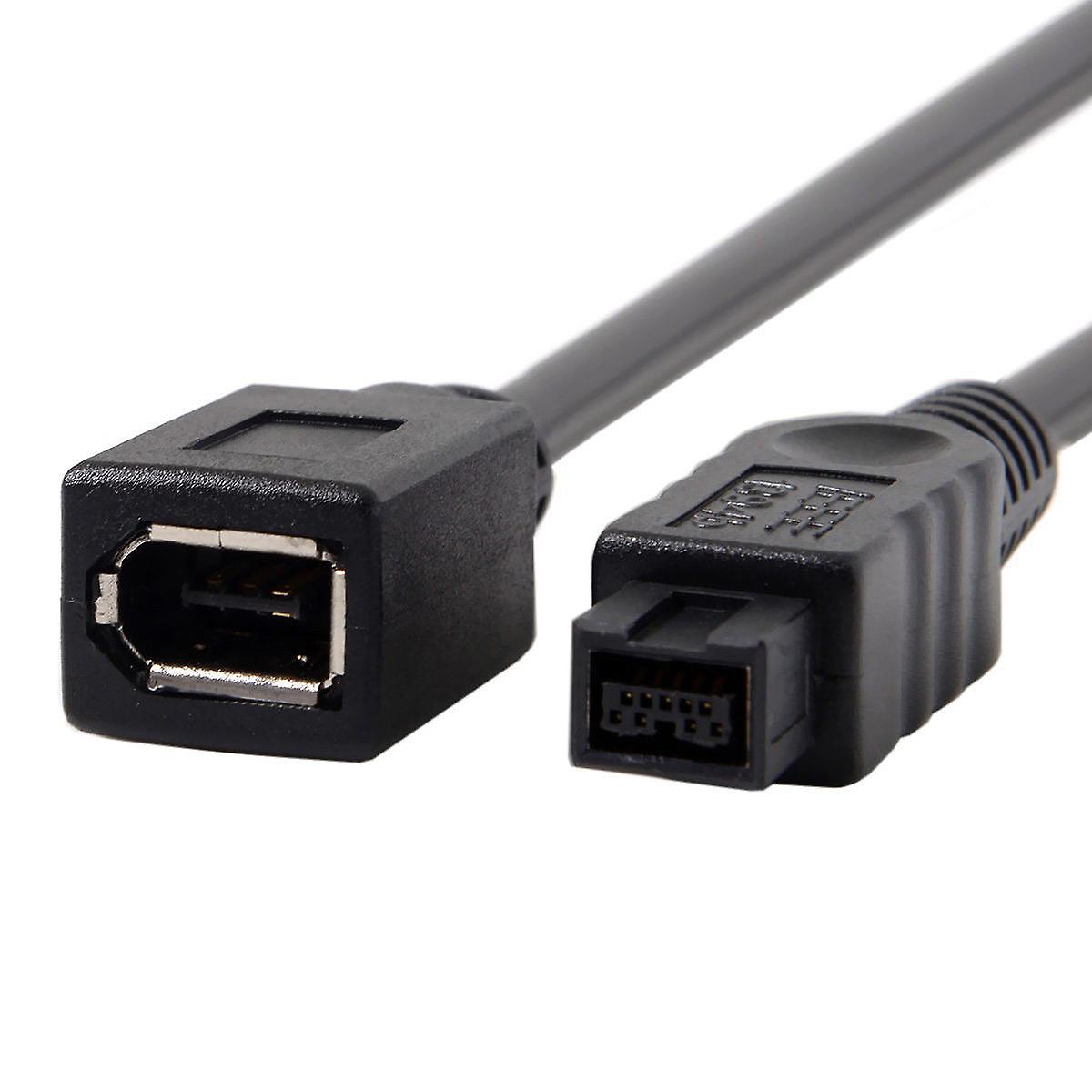 10cm 6 Pin Female to 1394b 9 Pin Male Firewire 400 to 800 Cable Black