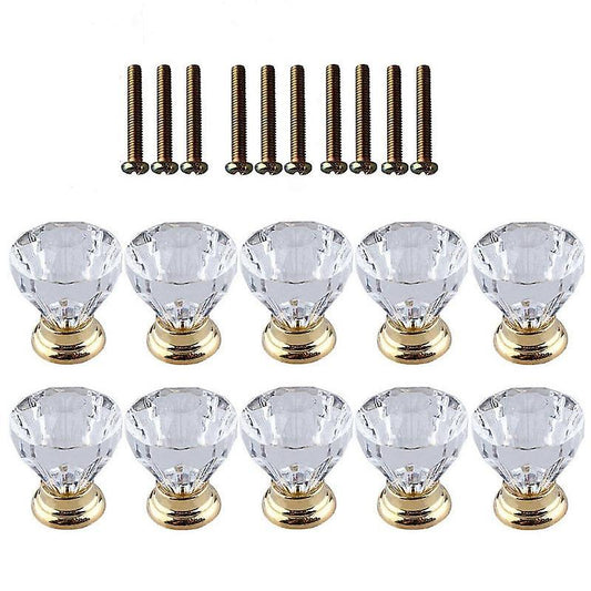 10 Pcs Crystal Glass Door Handle Diamond Dressing Table Knob