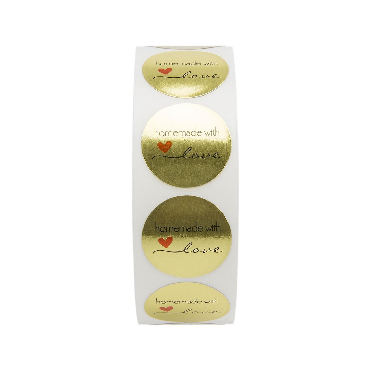 1 Inch Gold Foil Homemade with Love Stickers/500 Labels Per Roll