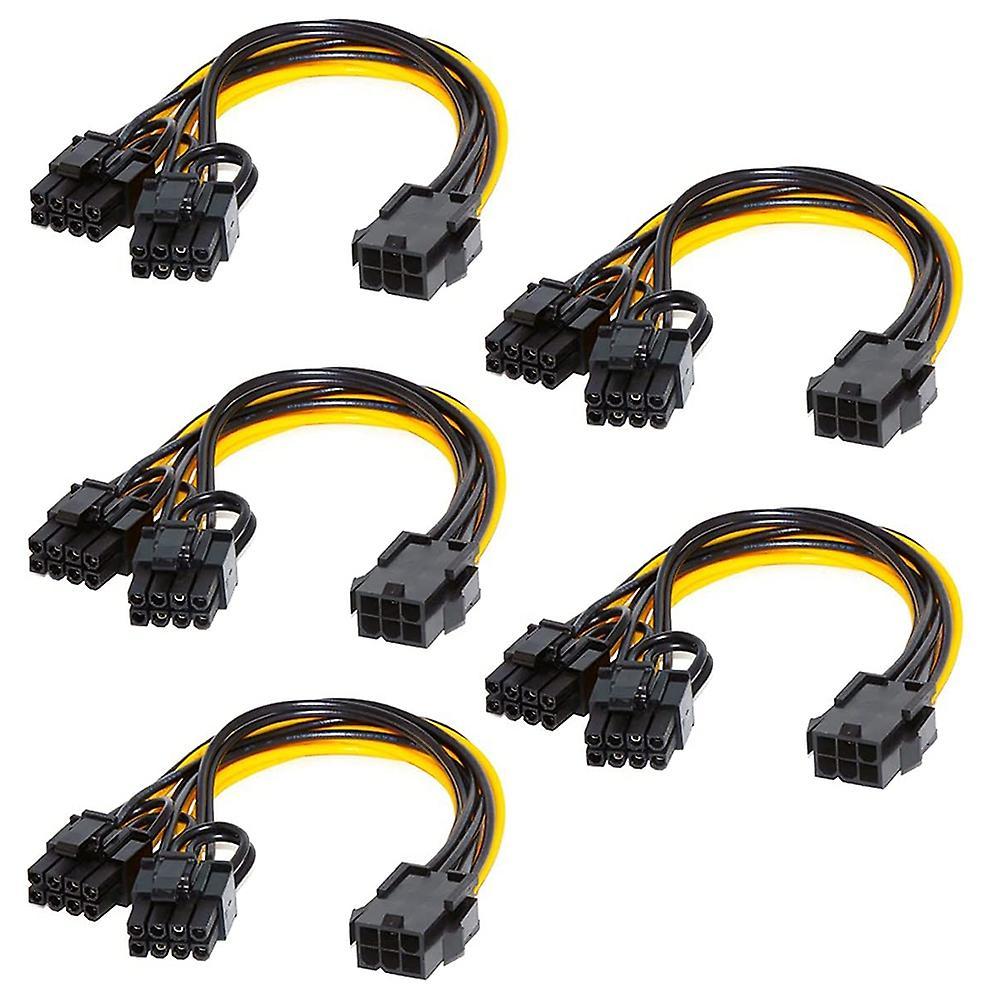 5 Pcs Pci-e 6-pin to Dual 6+2-pin (6-pin/8-pin) Power Splitter Cable