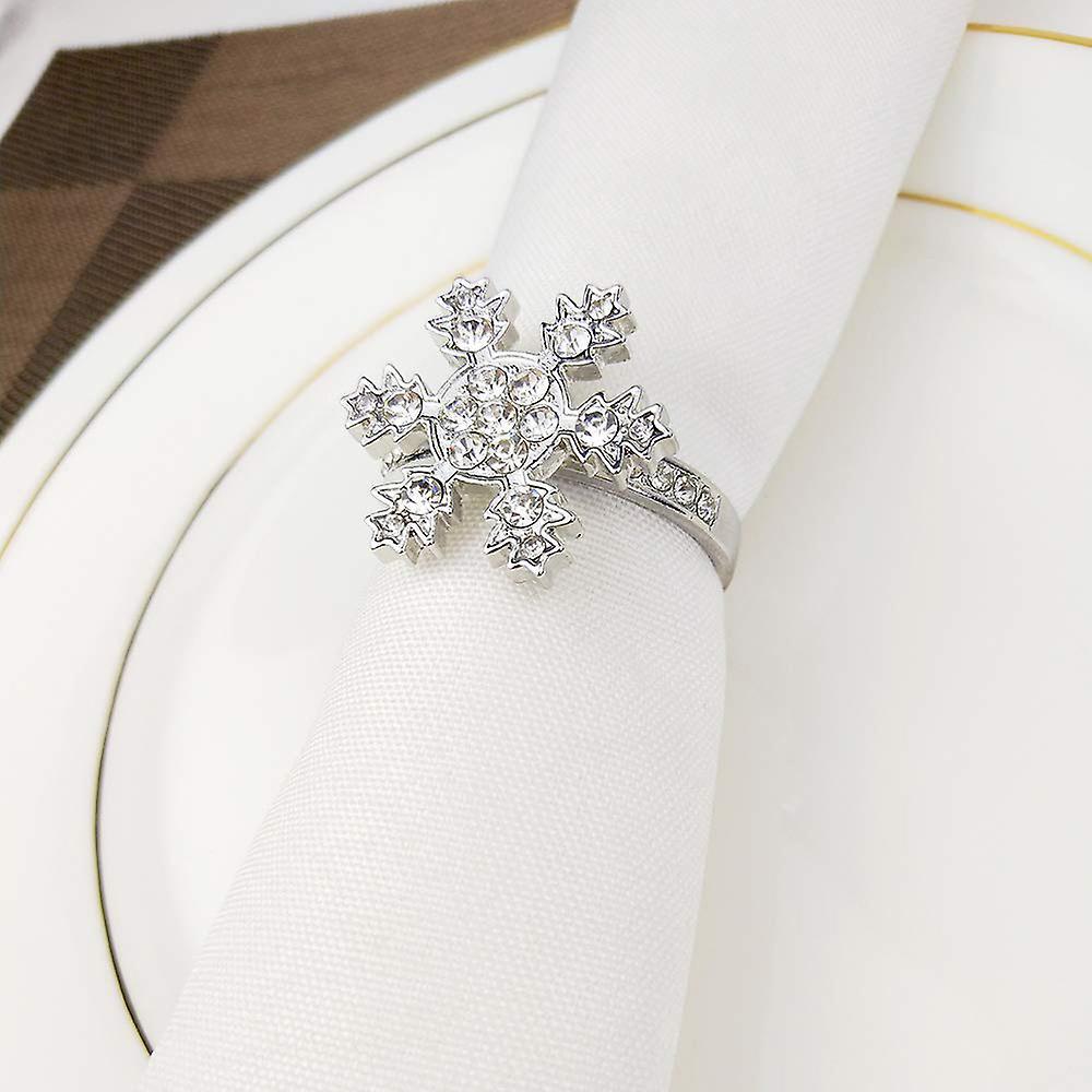6 Pcs Snowflake Napkin Rings Set