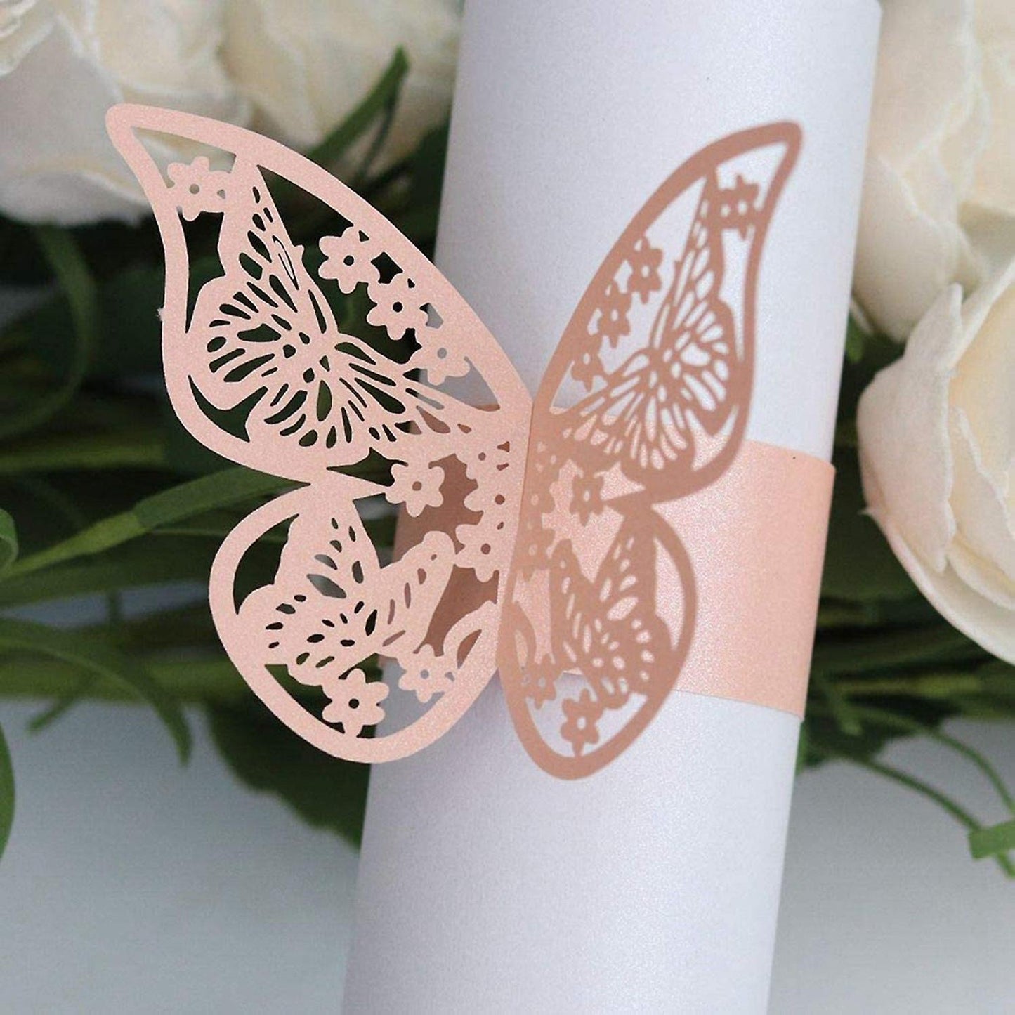 50pcs 3d Butterfly Paper Napkin Rings for Weddings Party Table Decor