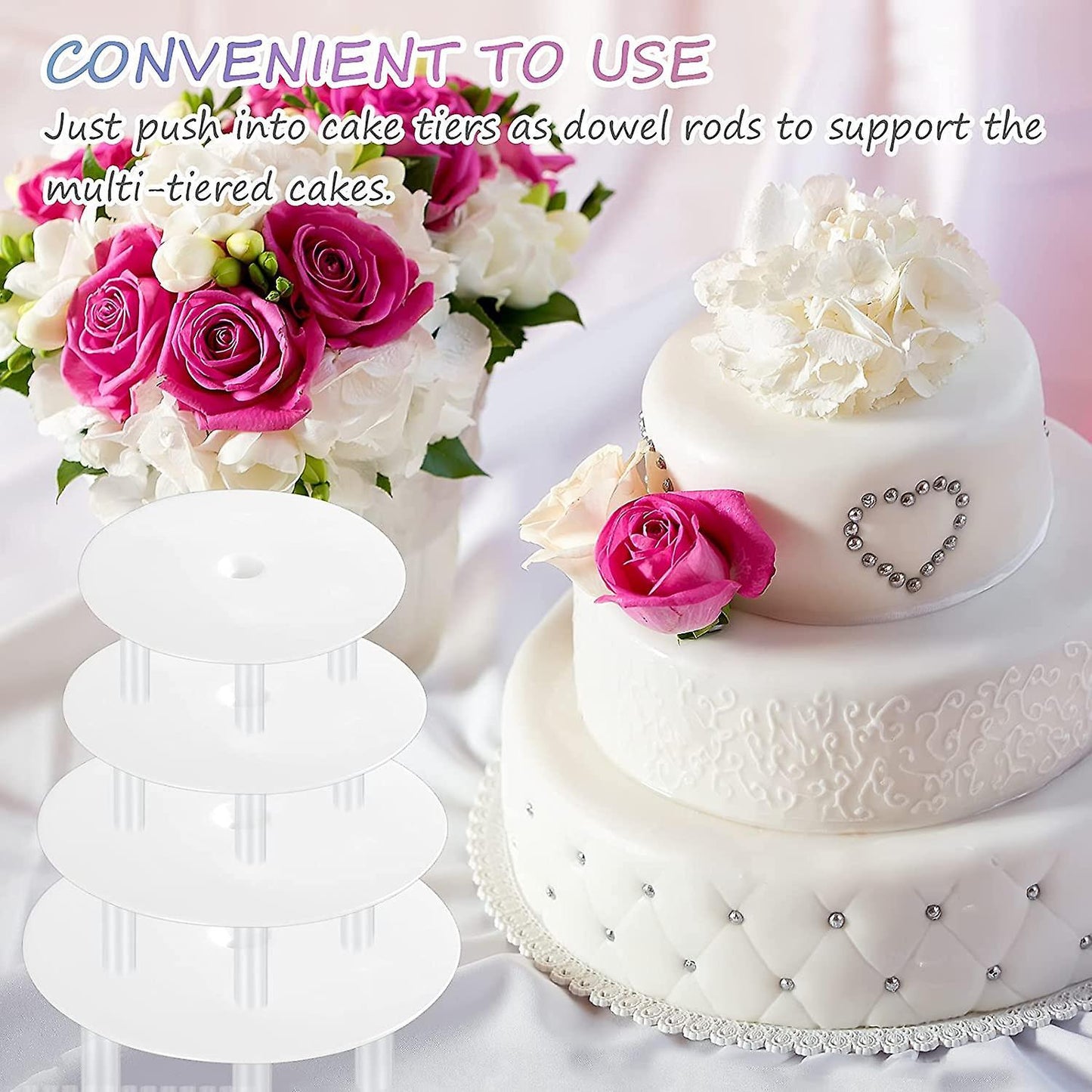 36 Pieces Plastic Cake Dowel Set 20pieces Cake Sticks and 4 Separator
