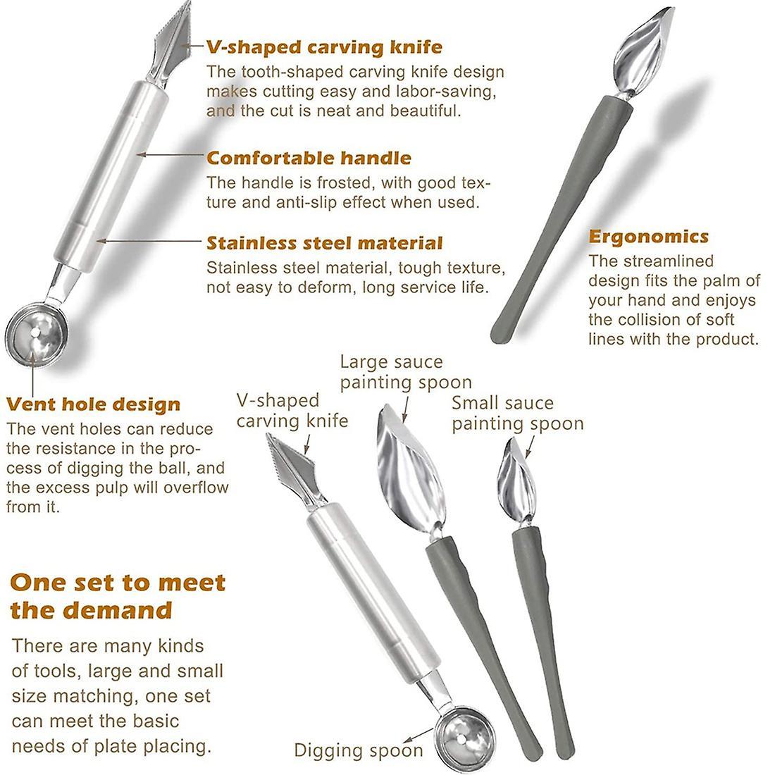 3 Pcs Drawing Decorating Spoon Ball Cutter,for Diy Fruit Muffin Decor