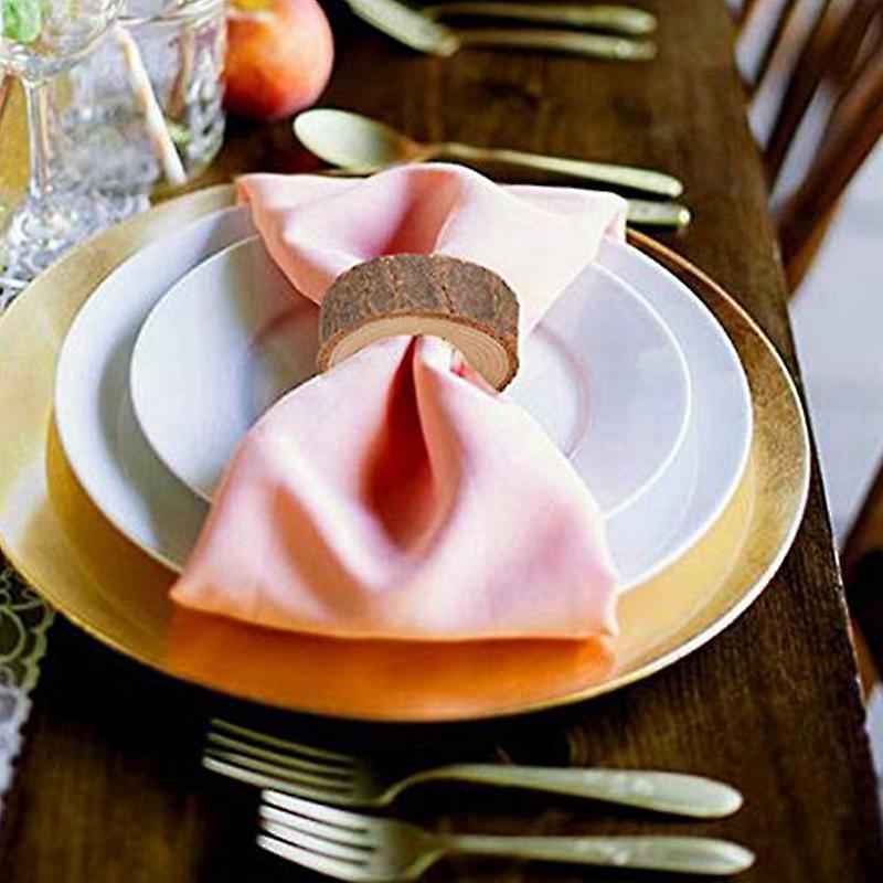 10 Pcs Handcrafted Rustic Wooden Napkin Rings for Table Decoration