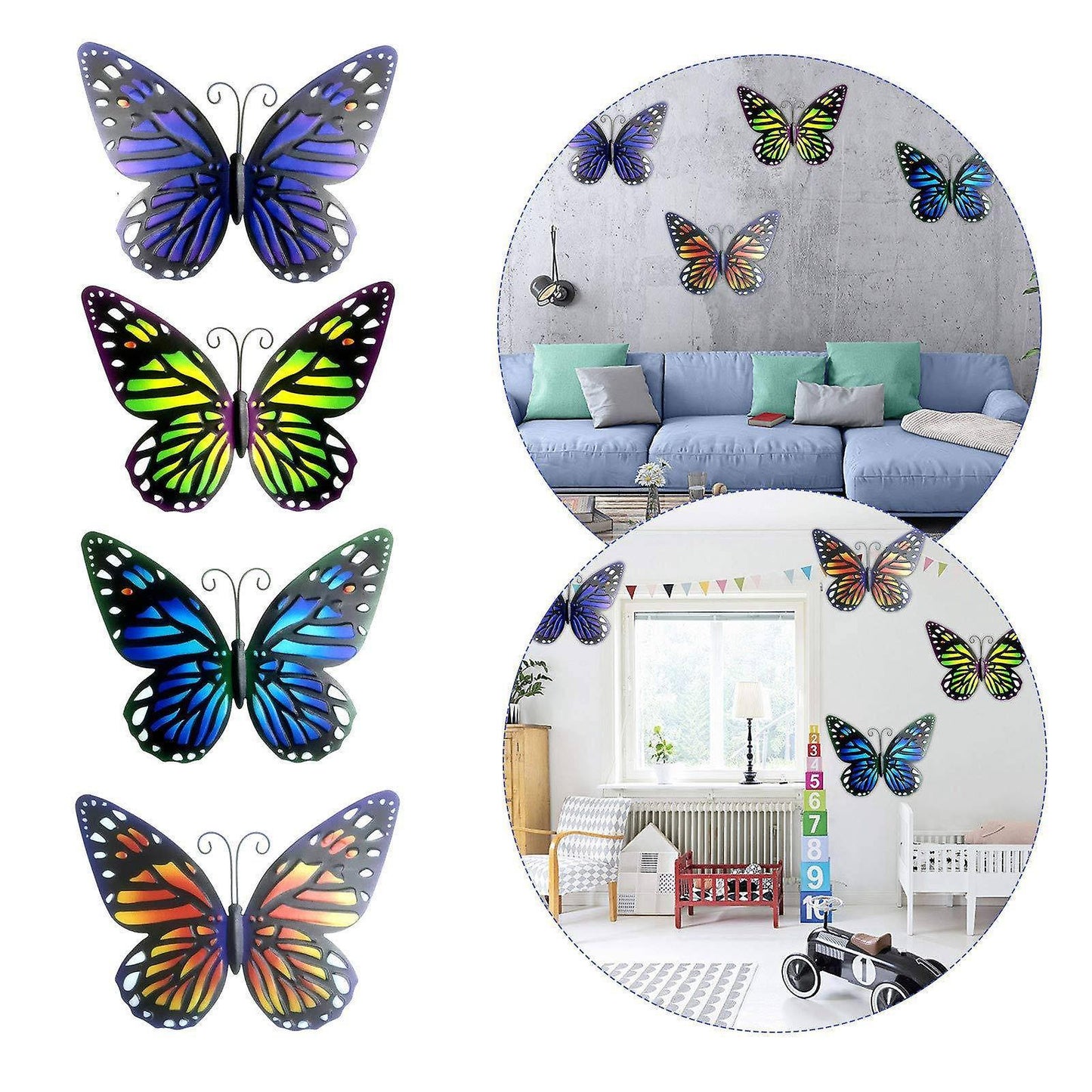 Hollowed-out Wrought Iron Metal Butterfly for Home Decor-blue