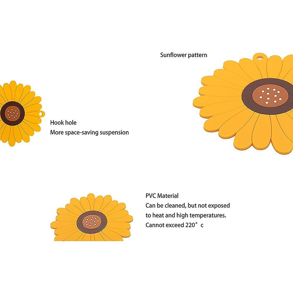 3 Pcs Pvc Trivet Mat,sunflower Anti-heat Pan Mat,for Hot Dishes, Pots