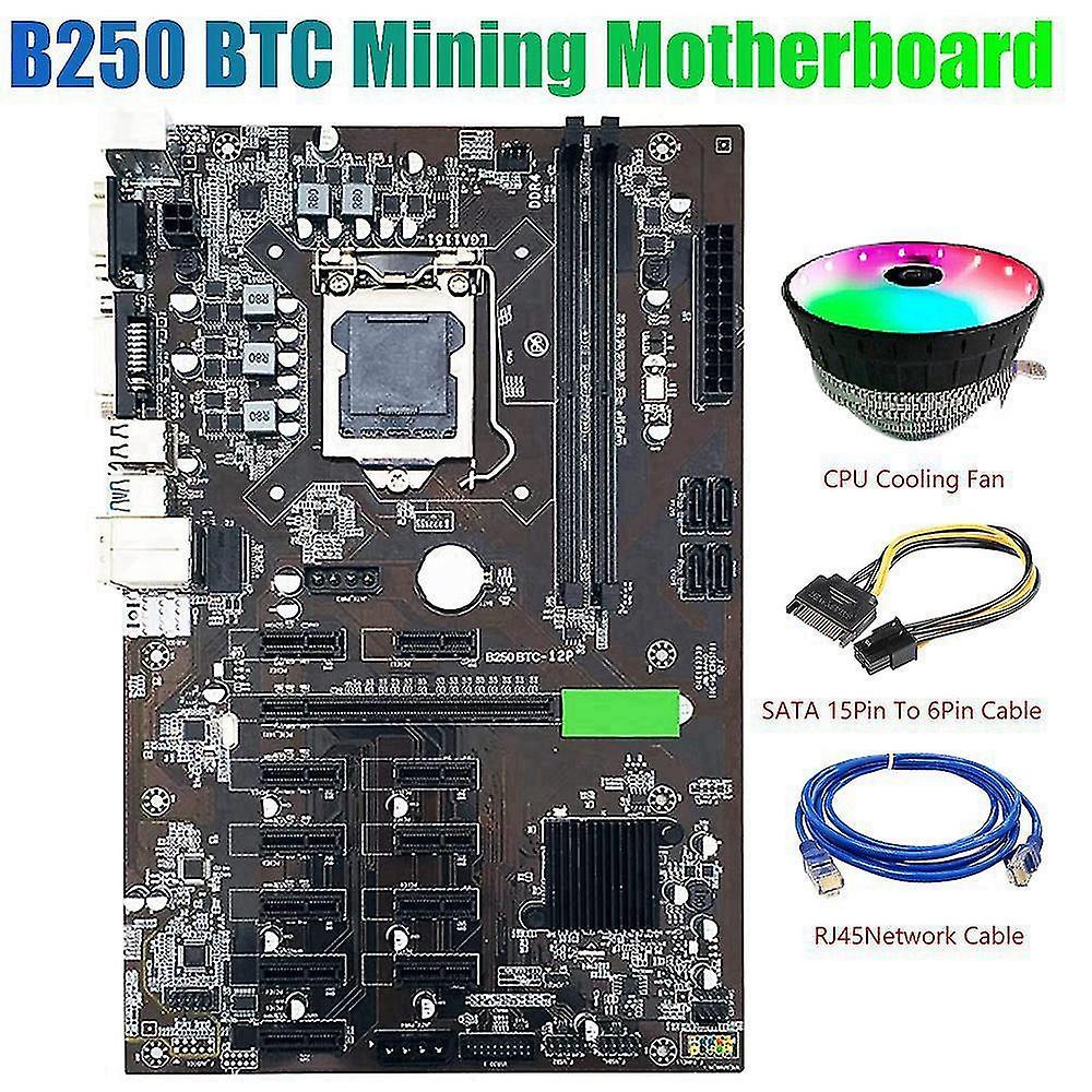 B250 Btc Motherboard with Sata 15pin to 6pin Power Cord for Miner