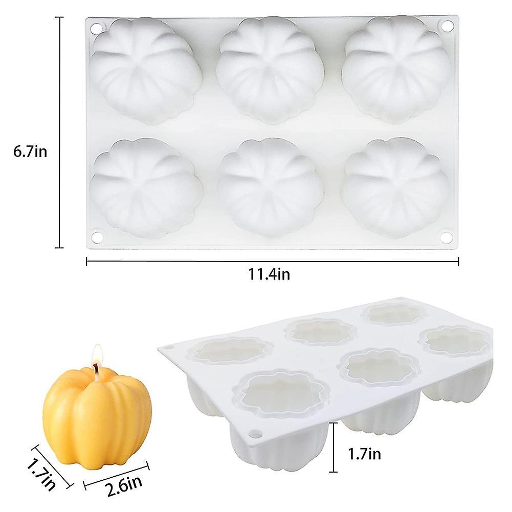 Candle Molds,6 Cavity 3d Pumpkin for Candle Making,baking Mousse Cake