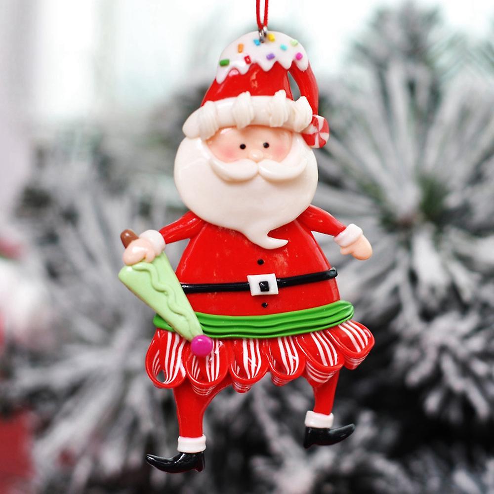 3pcs Christmas Decoration Soft Clay Santa Claus Holding Socks/candy