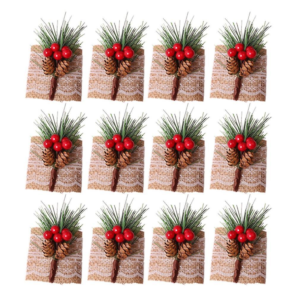 Burlap Napkin Rings Set Of 12,by Pinecones and Berries,for Christmas