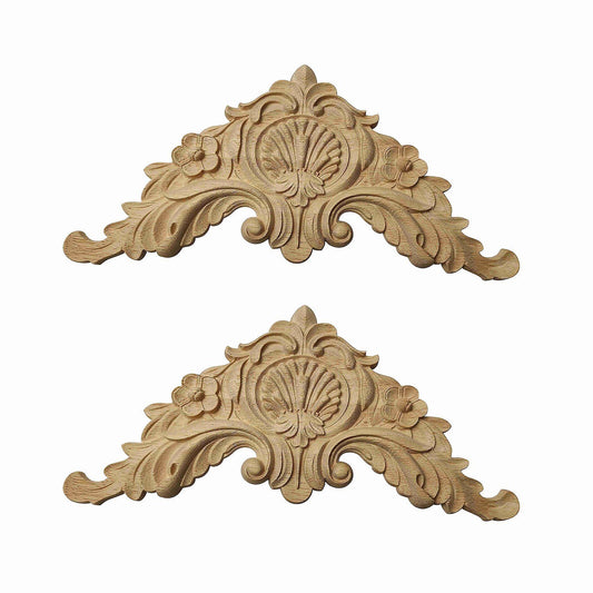 Floral Wood Carved Corner Applique for Furniture Cabinet Home Decor