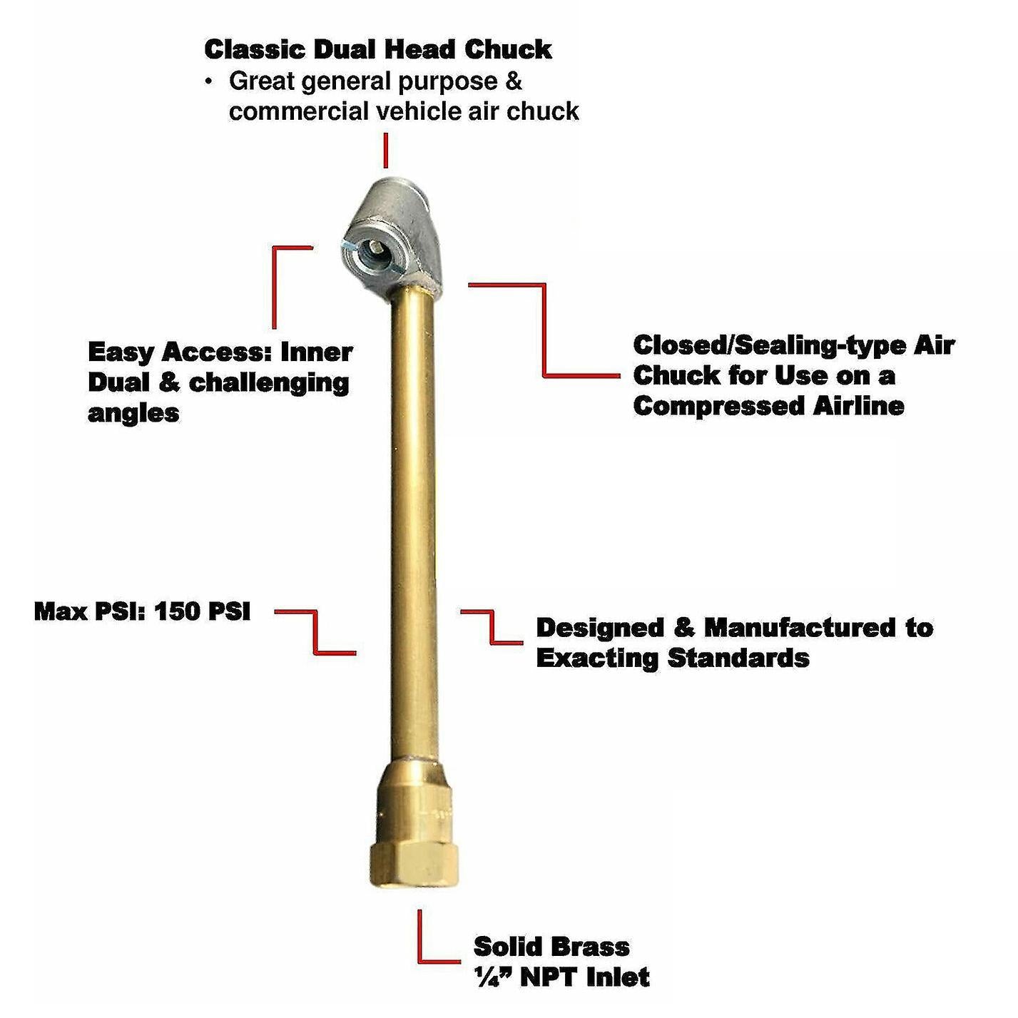 Brass Air Chuck Set - 1/4 Inch Ball Air Chuck, 1/4 Inch Air Chuck