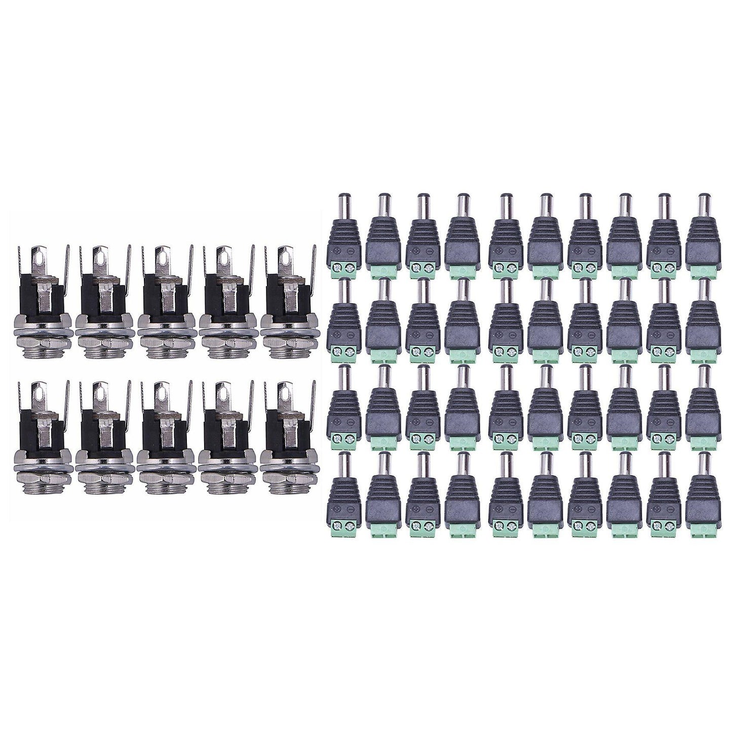 40 Pcs Dc Power Cable Female Male Plug Connector 5.5mm X 2.1mm