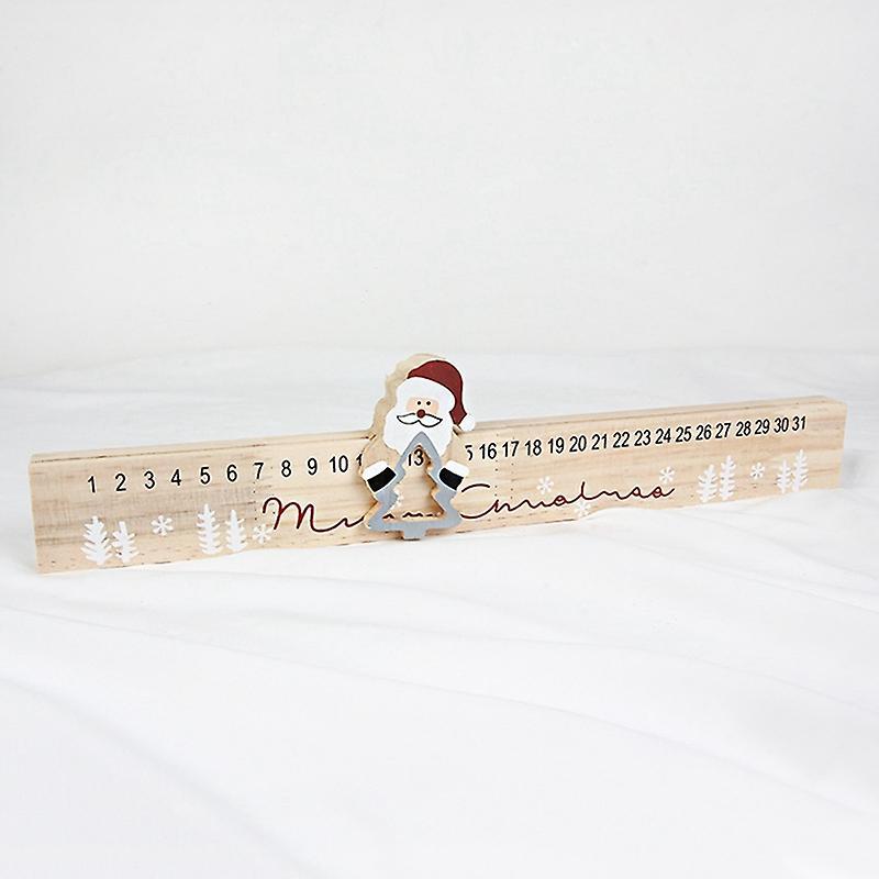 Christmas Calendar Countdown Wooden Santa Claus for Children and Kid