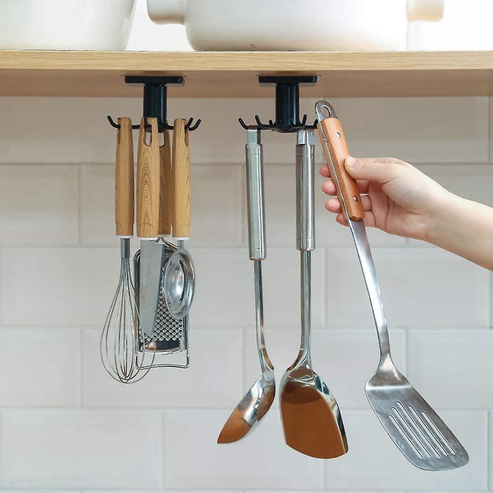 2pcs Multifunctional Hook Rack 360degree Rotating Hook Rack Gray