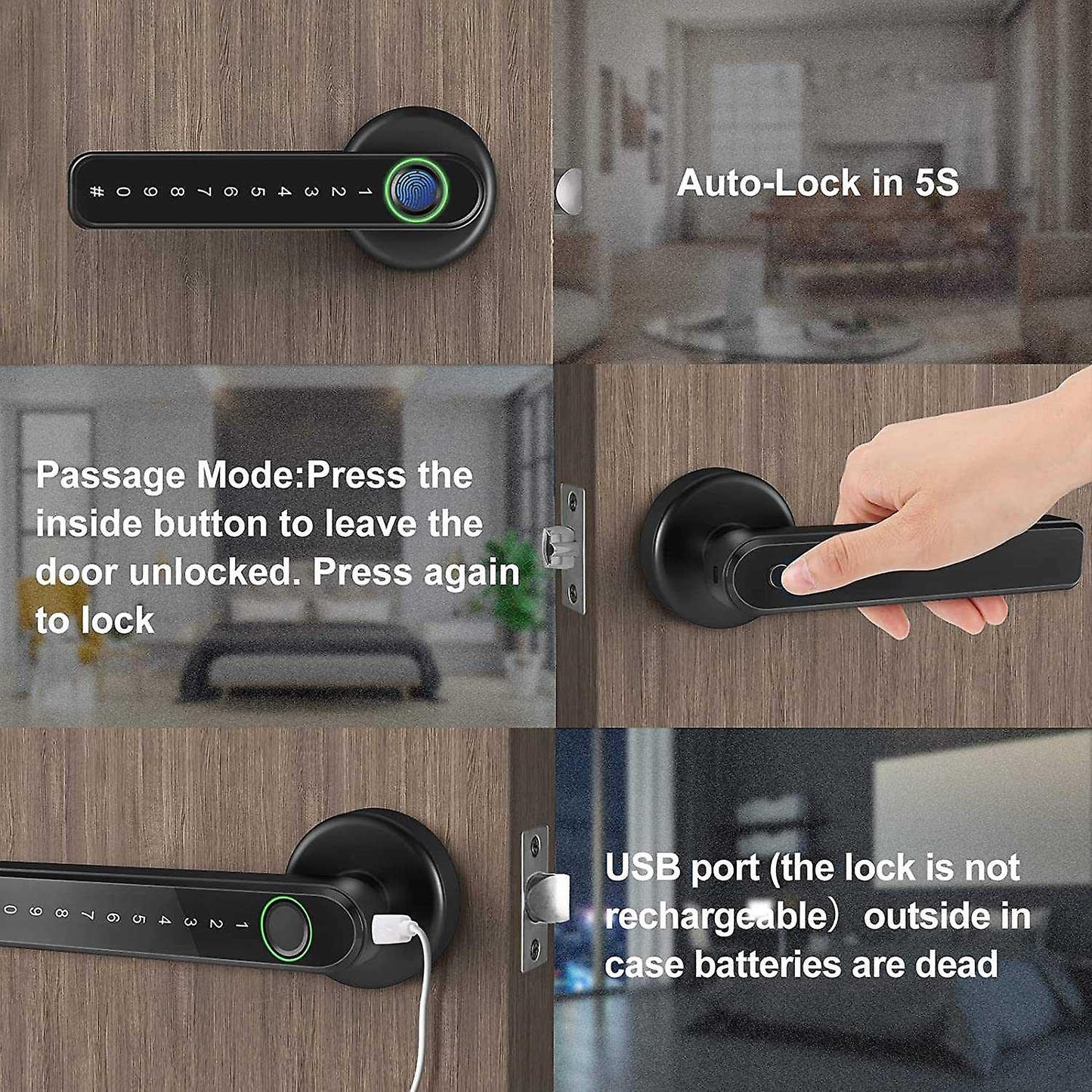 Smart Door Lock Biometric Door Lock Ttlock App with Wifi Gateway