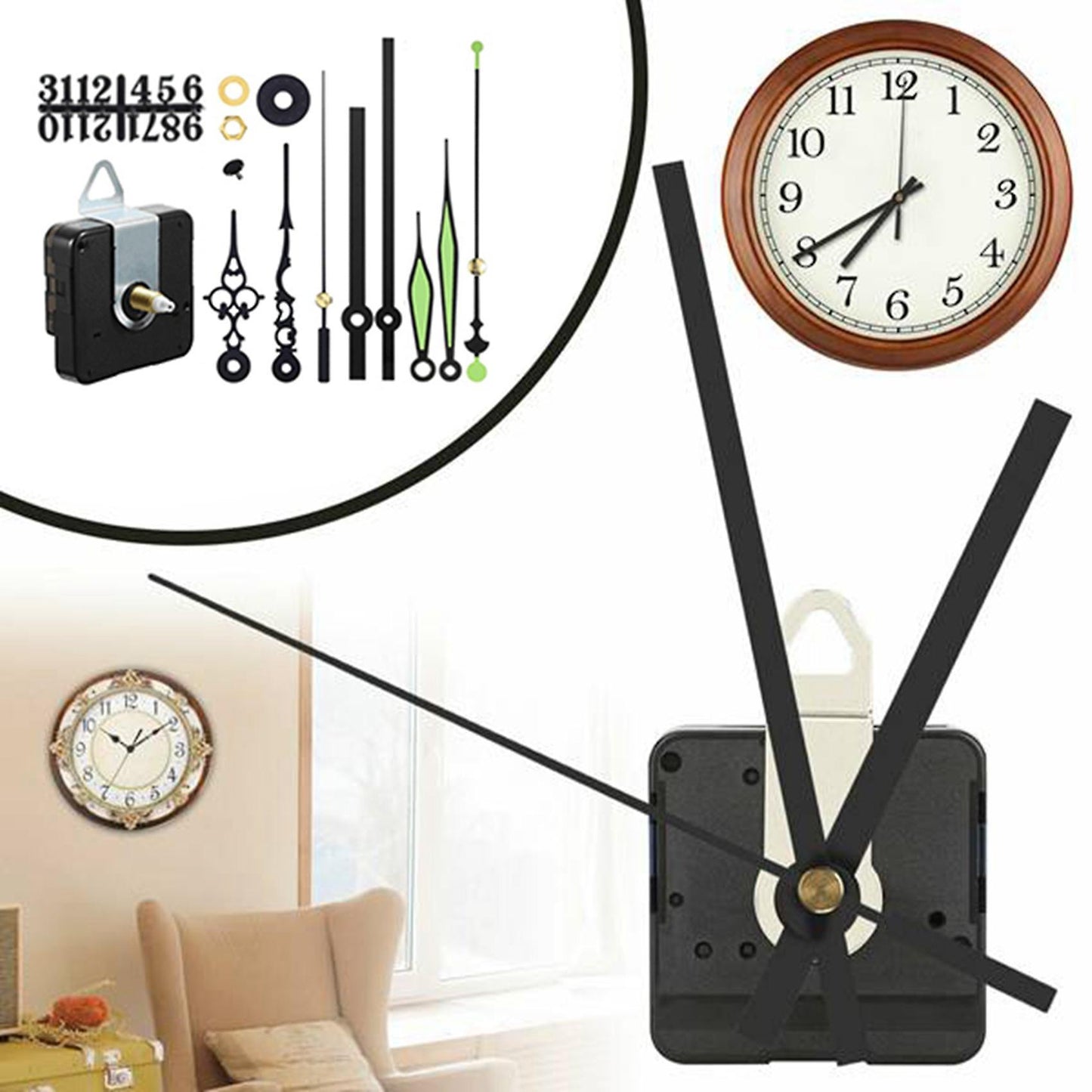 Diy Clock Quartz Clock Movement Mechanism Glowing Hands Motor Kit