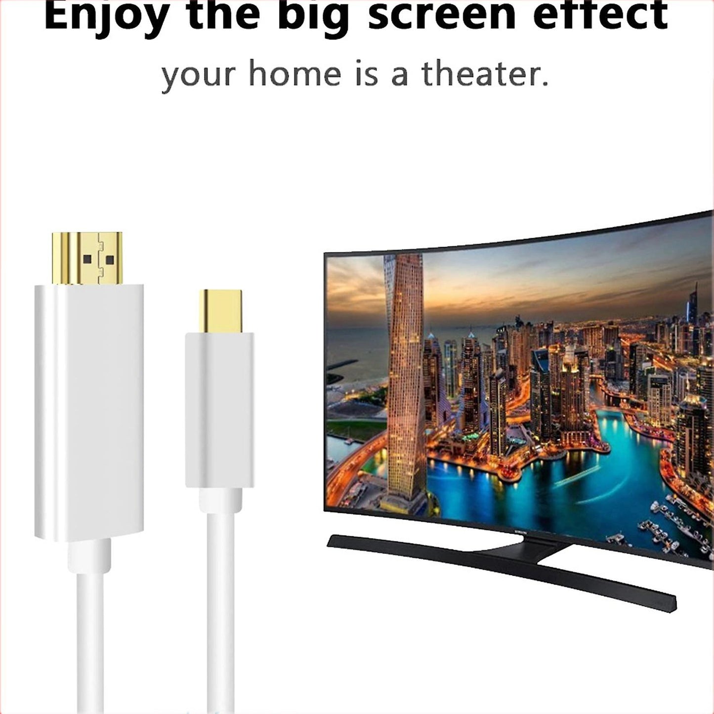 1.8m Type-c to Hdmi Compatible Cable Usb 3.1 to Male to Male