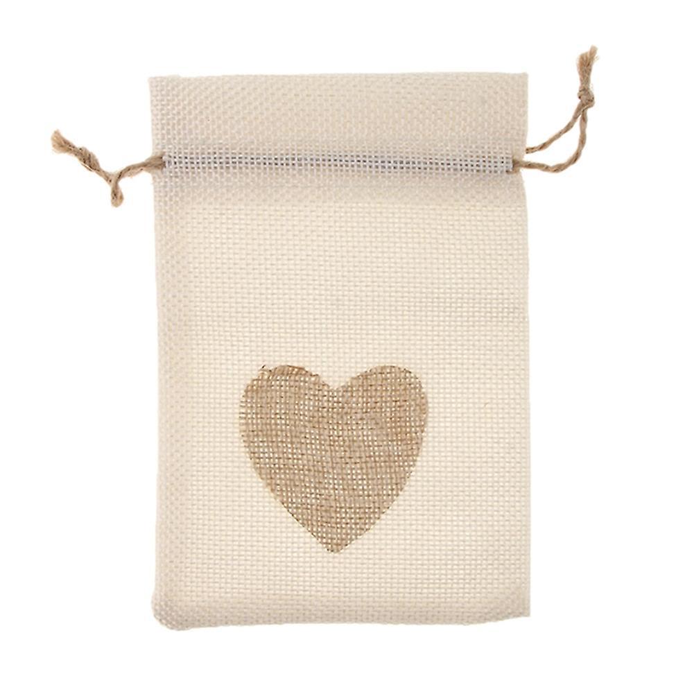12pcs Chinese Style Linen Bag Candy Bag Sachet Bundle Bag Beige-white