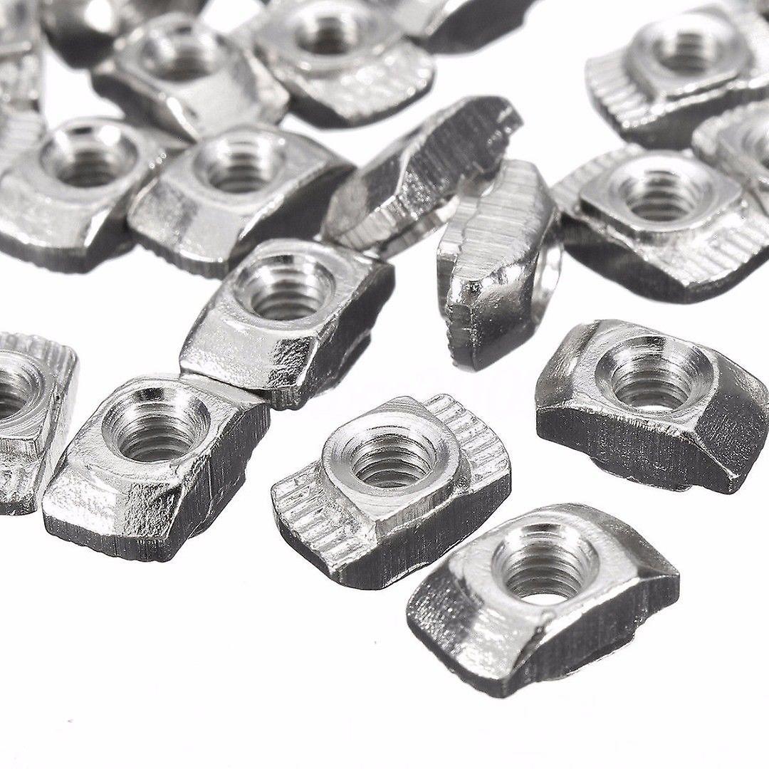 50pcs M4-20 T-nut Thread T Slot Hammer Head Drop In Nut 50pcs Silver