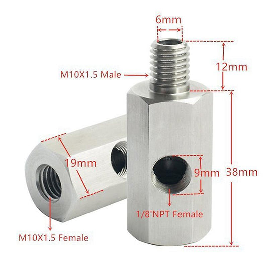 Metric Adapter Oil Pressure Sensor 1/8 Inch Npt Female X M10 M10x1.5