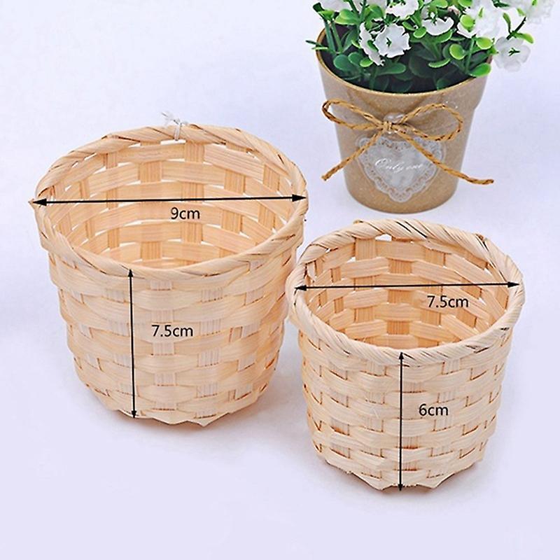 10pcs Artificial Flowers Basket Straw Handmade Rattan Bamboo Baskets