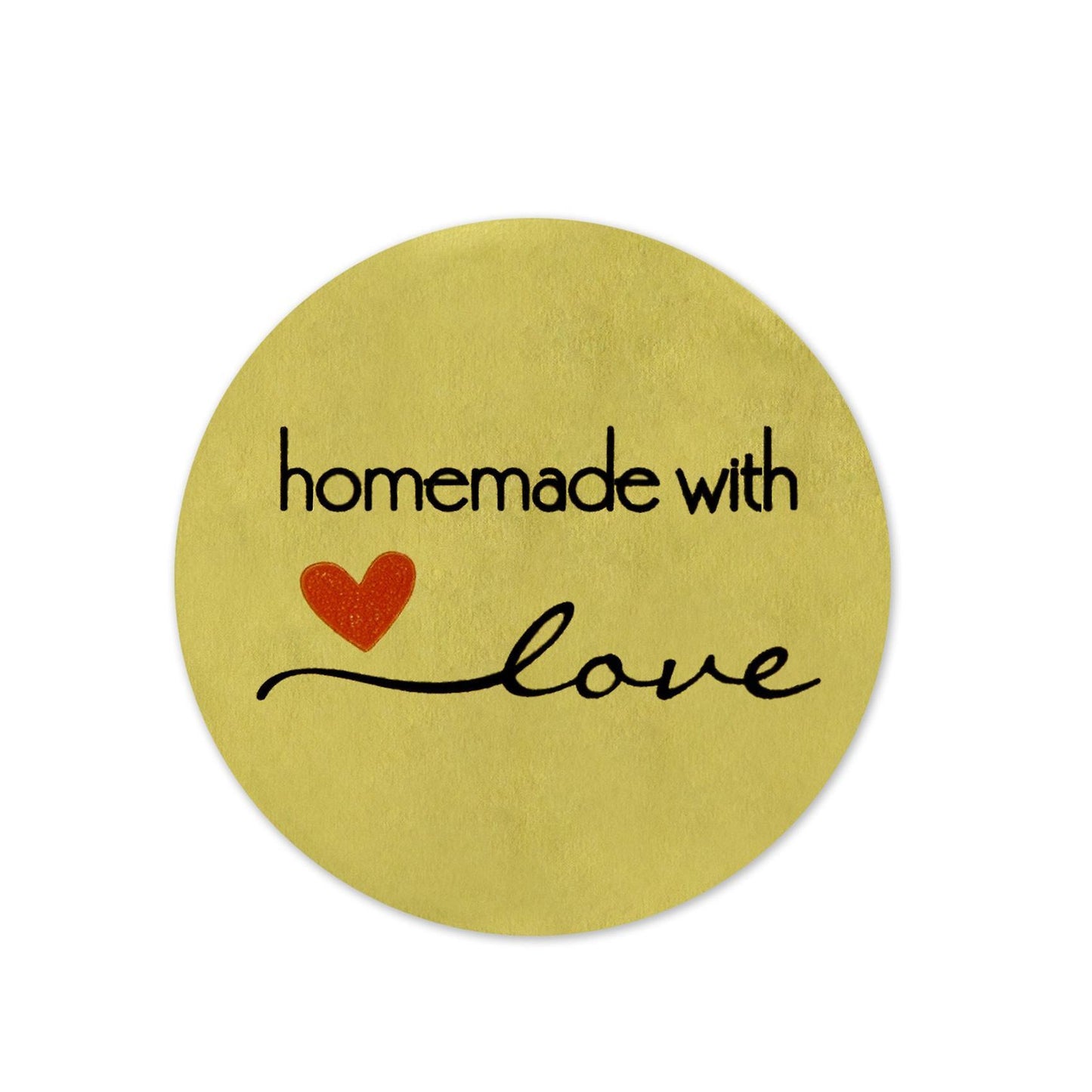 1 Inch Gold Foil Homemade with Love Stickers/500 Labels Per Roll