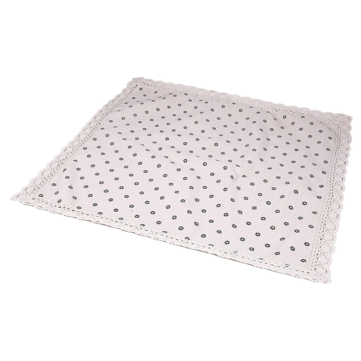 Table Cloth Linen with Lace, Coffee Small Chrysanthemum, 60*60cm