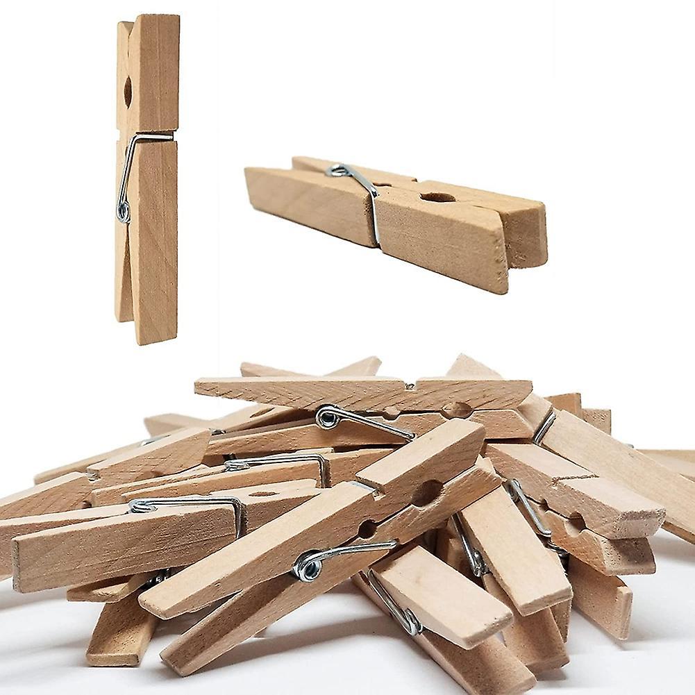 Clothes Pins Heavy Duty with Spring, Wooden Clothespins for Clothes