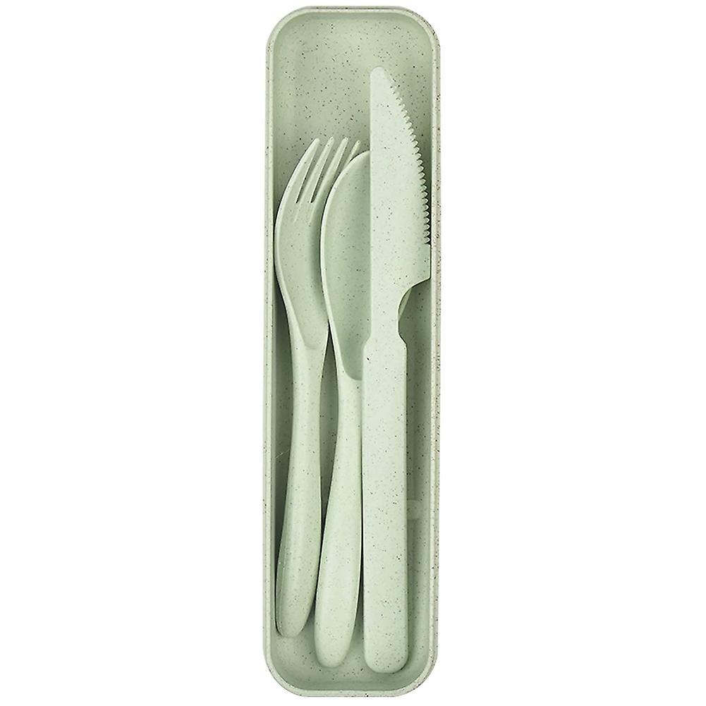 4pcs Reusable Plastic Spoon Cutlery, Portable Camping Cutlery(green)