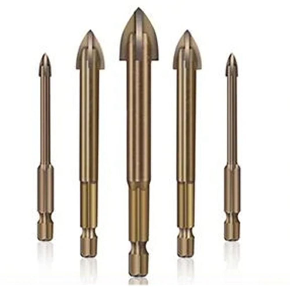 5pcs Universal Drilling Tool Cross Alloy Drill for Woodworking Gold