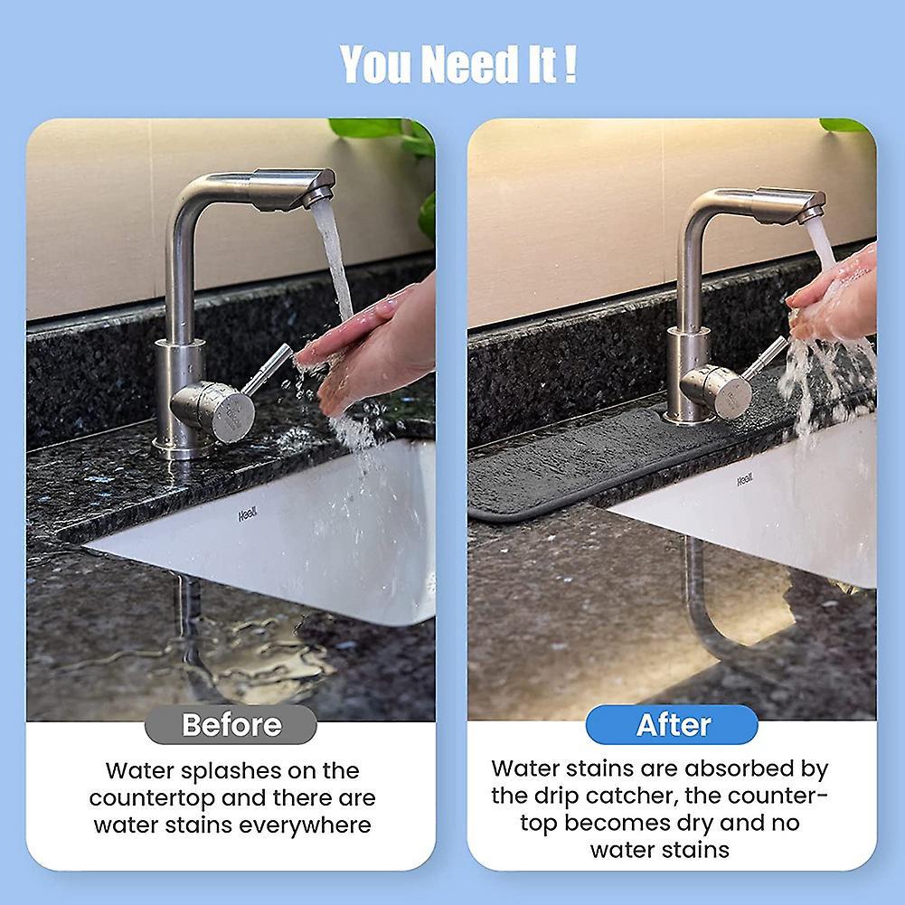 Sink Splash Guard, Faucet Absorbent Mat for Kitchen, Dish Drying Mat