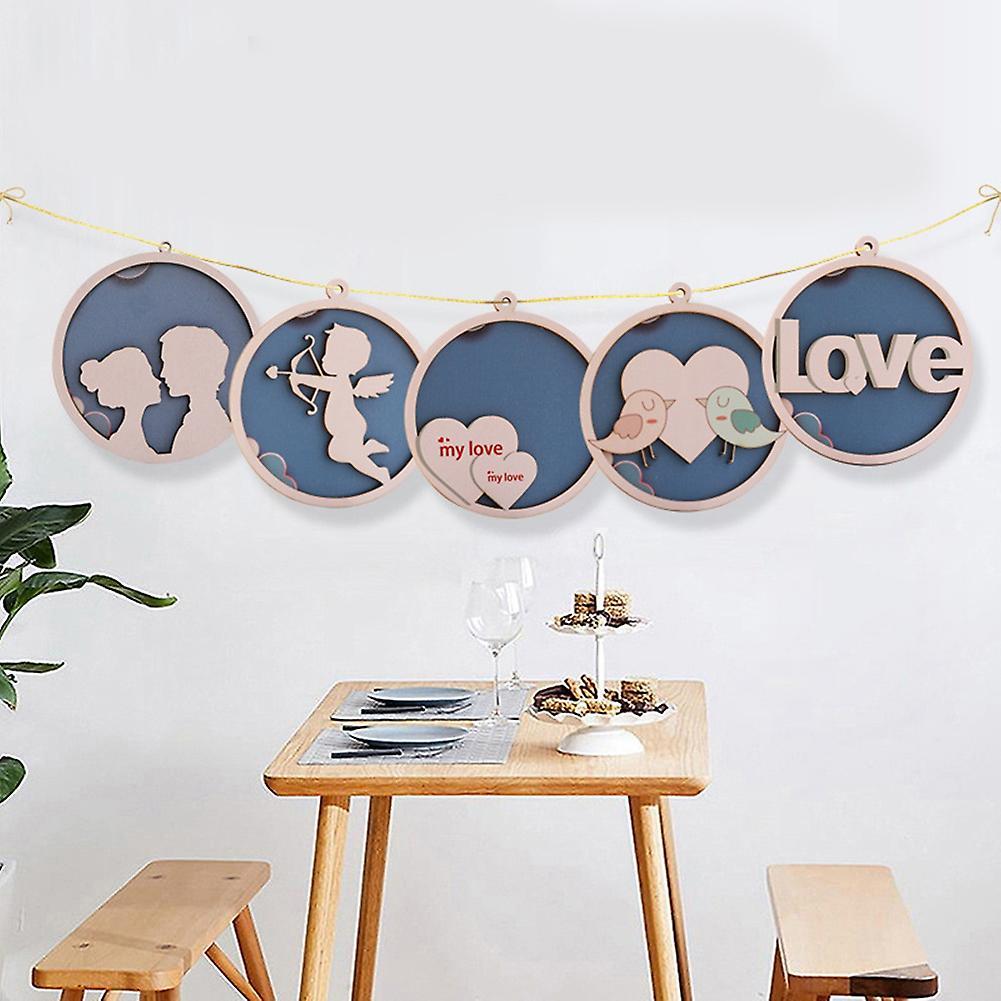 5pcs Handicraft Wooden Round Pendant Wood Crafts
